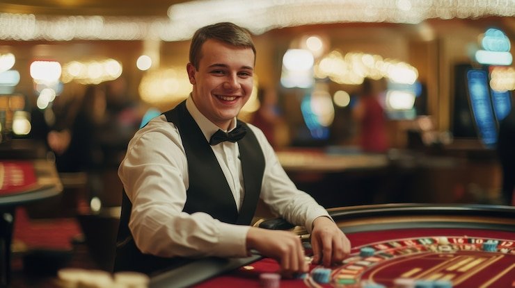 Pengguna menikmati live casino melalui aplikasi mobile dengan kualitas tinggi dan tanpa lag